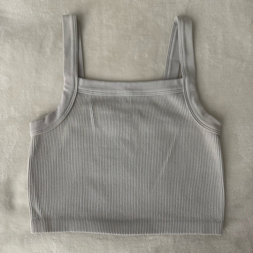 Cotton On - White Ribbed Cropped Tank Top